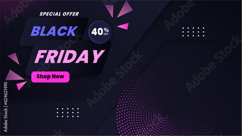 Black Friday Sale Colorful Background. Vector Banner with Abstrzct Geometric Shapes and Creative