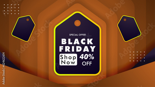 black Friday end of season, black Friday sale offer banner, discount 40 persent off vector illustration. photo