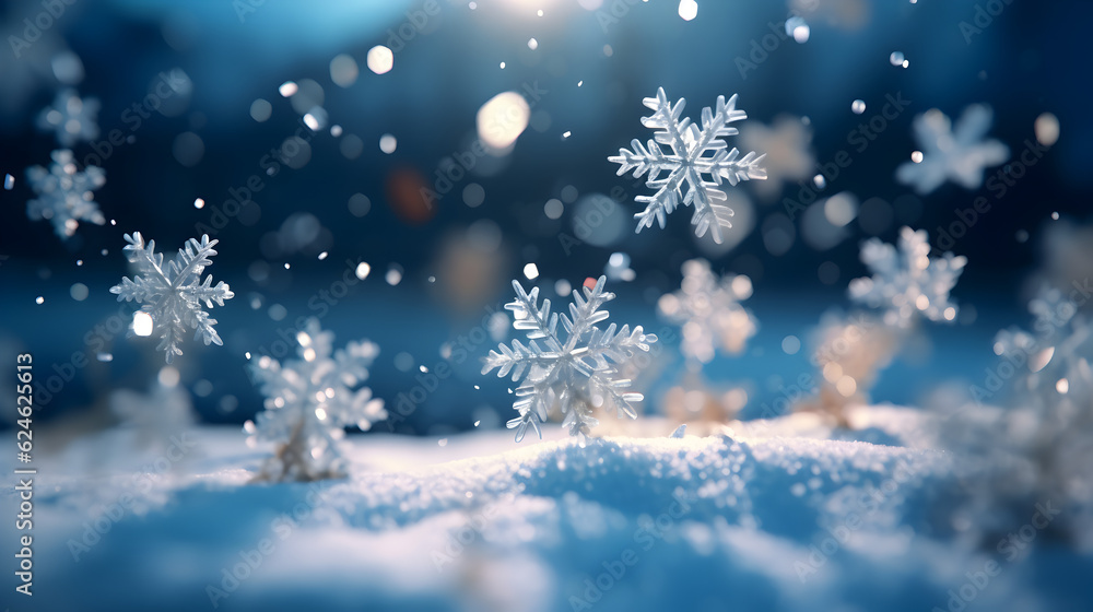 snowflakes background banner, snow Generative AI