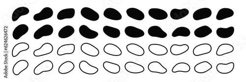 Abstract liquid irregular blotch shapes set. Liquid shapes, blob background, blob paint, and blob brush. Irregular blotch shapes. Organic amoeba blob abstract elements graphic flat style	
