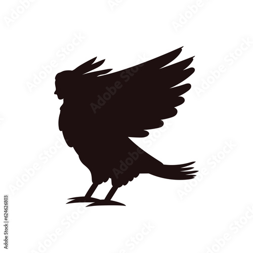 Black silhouette siren Greek mythical creature cartoon vector illustration, woman head and bird body, fantasy characters
