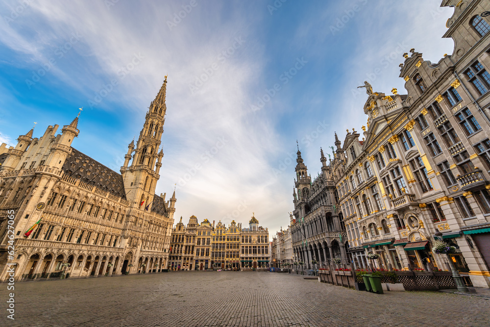 Brussels Belgium, city skyline at Grand Place Square