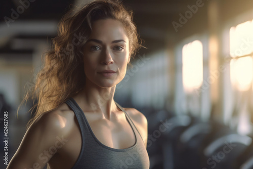 Portrait of smiling woman exercising at gym for arms and shoulders muscles. Fitness exercising in gym. Free Download Portrait of smiling woman exercising at gym for arms and shoulders muscles. Fitness exercising in gym. - GFXLoad