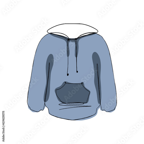 Vector illustration of a hoodie in blue and white background