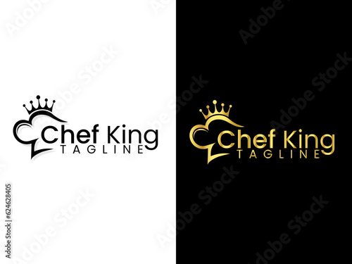 Chef logo design. Chef king logo. Restaurant. Hotel. Cook. Business. Finance. Creative chef. King. Modern. Premium template. Food cooking