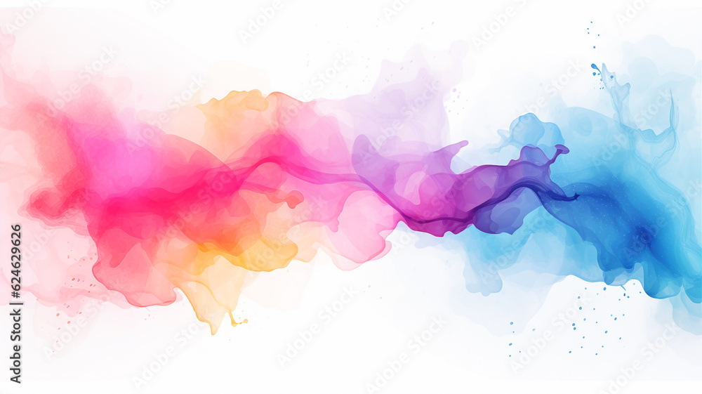 Abstract and minimal watercolor background with colorful splashes of paint. Generative AI