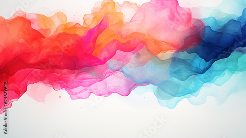 Abstract and minimal watercolor background with colorful splashes of paint. Generative AI