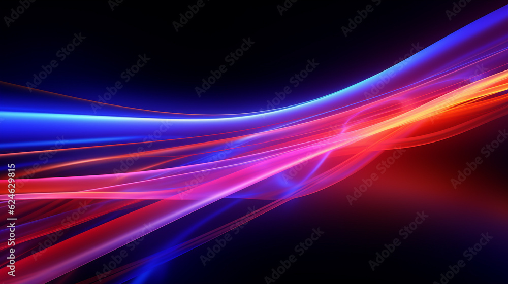 abstract colorful neon light glowing on dark background. fantasy and futuristic speedy line. generative AI abstract colorful neon light glowing on dark background. fantasy and futuristic speedy line. generative AI