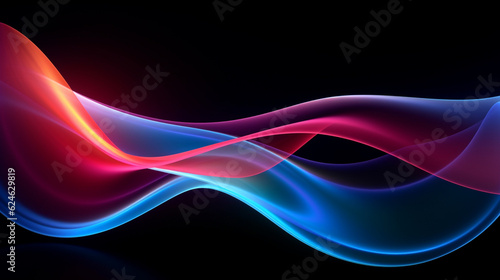 abstract colorful neon light glowing on dark background. fantasy and futuristic speedy line. generative AI