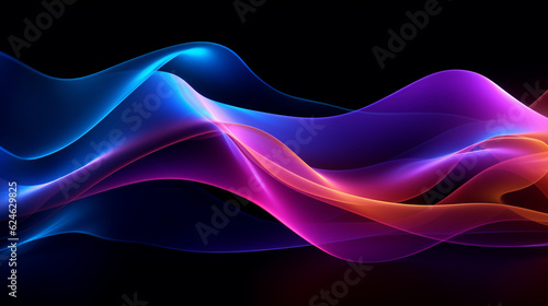 abstract colorful neon light glowing on dark background. fantasy and futuristic speedy line. generative AI