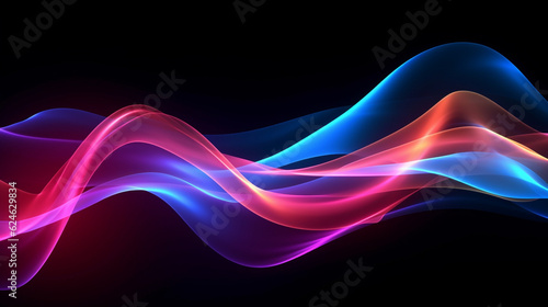 abstract colorful neon light glowing on dark background. fantasy and futuristic speedy line. generative AI
