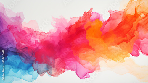 Abstract and minimal watercolor background with colorful splashes of paint. Generative AI