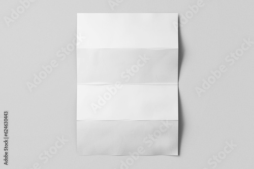 blank a4 vertical four folded paper modern minimal vertical poster flyer with realistic texture mockup isolated in white background © Regi Munandar