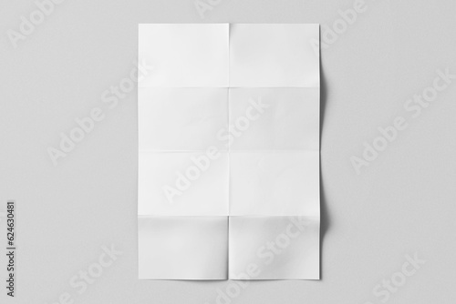 empty a4 eight fold paper street modern minimal poster flyer realistic mockup template isolated in white background  photo