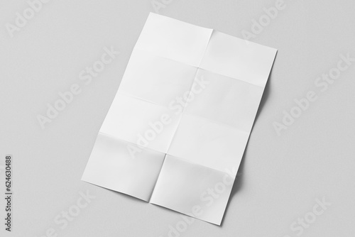 empty a4 eight folded paper urban modern minimal poster flyer with realistic texture mockup isolated in white background 