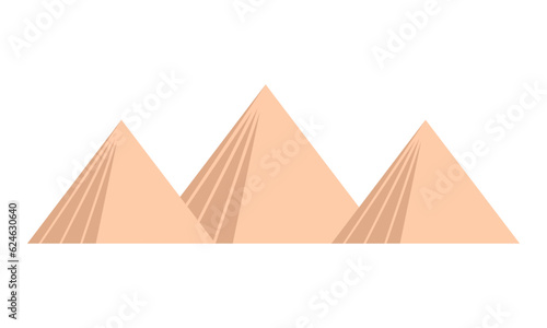 Brown three egypt ancient pyramids of giza are egyptian pharaoh tomb icon flat vector design