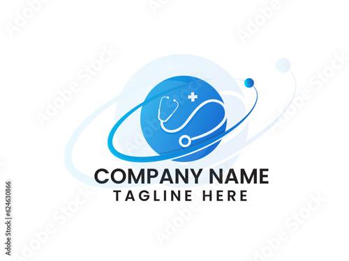 Doctor Planet logo design. planet doctor. Creative doctor design. Space. Modern. Galaxy. Sky. Medical. Premium logo template. Medicin. Hospital. Finance