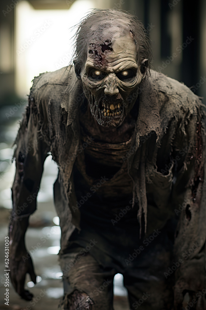 Zombie closeup created by Generative AI Zombie closeup created by Generative AI