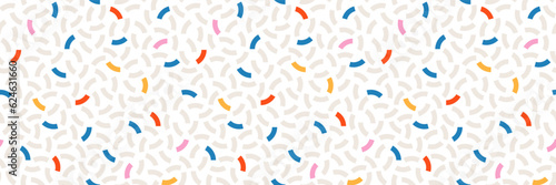Vector playful childish geometric seamless pattern. Memphis style banner with simple shapes. Vivid primary colors. Vibrant  retro geometric banner on white background