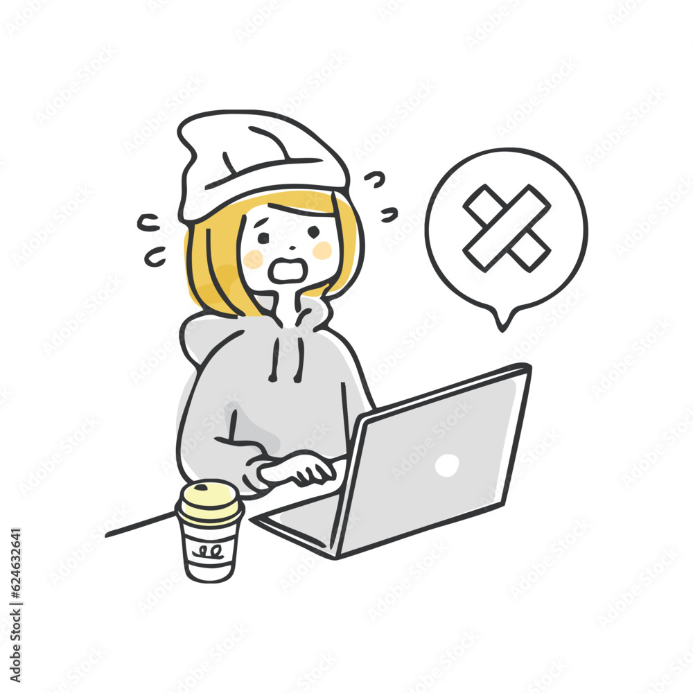 パソコン　エラー　女性