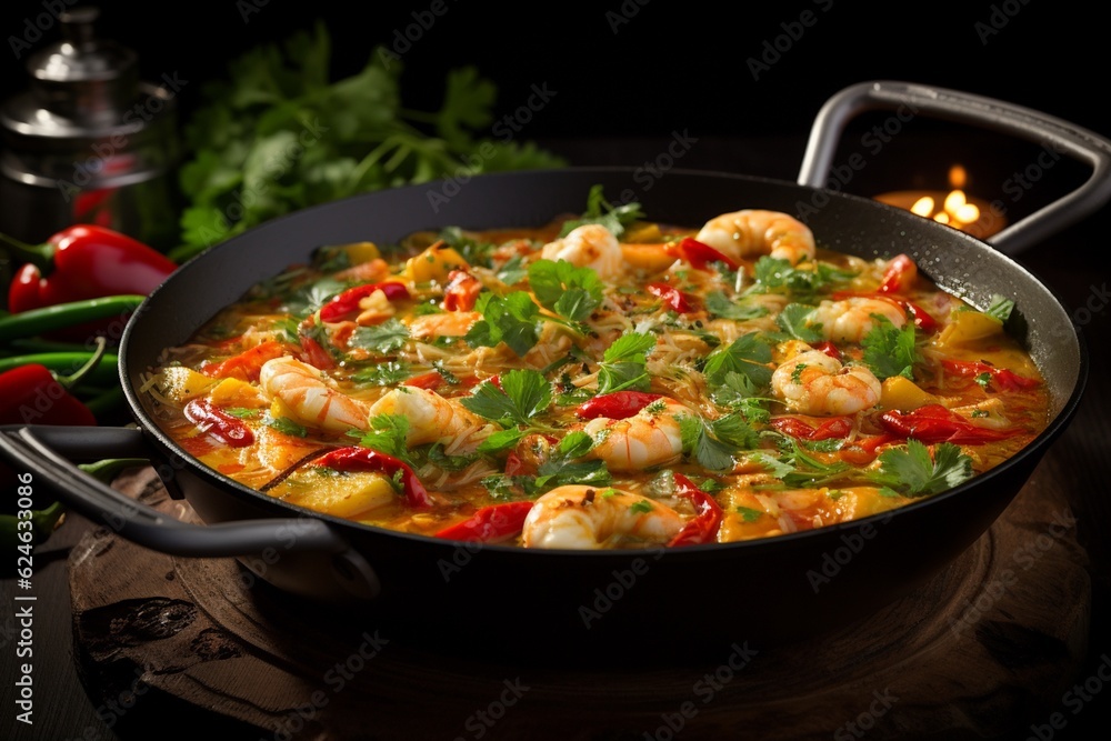 Moqueca Delight, A Captivating Image of Traditional Brazilian Fish Stew Created with Generative AI Moqueca Delight, A Captivating Image of Traditional Brazilian Fish Stew Created with Generative AI