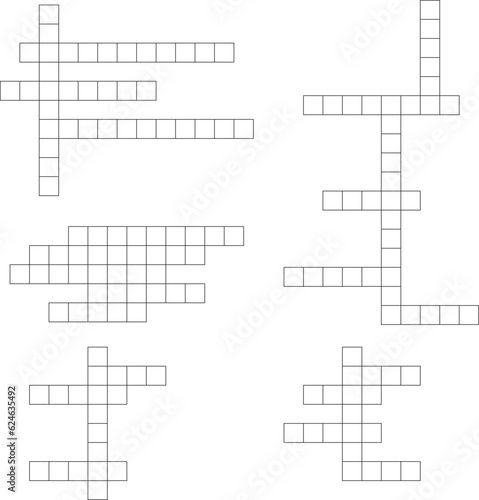 Creative vector illustration of crossword puzzle constructor, squares empty set isolated on background. Art design for magazine and newspaper template. Abstract concept graphic game element.