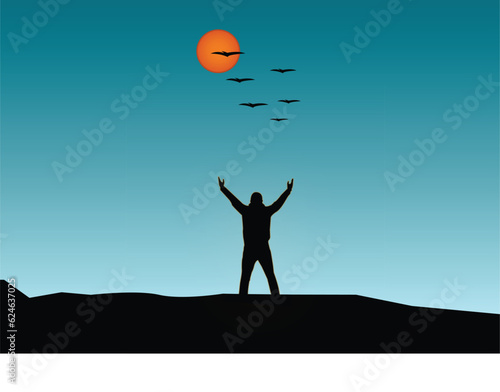 Motivational and meditation vector picture.
