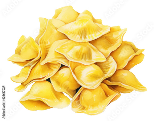 Watercolor hand drawing of Agnolotti pasta isolated. illustration photo