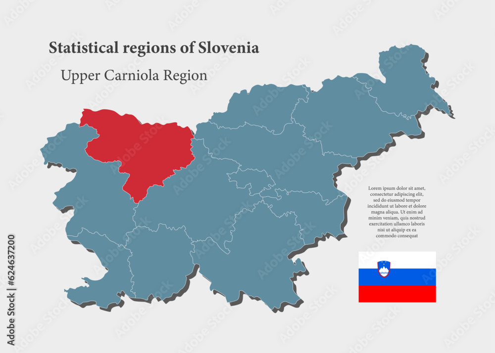 Obraz premium Vector map Slovenia and Upper Carniola