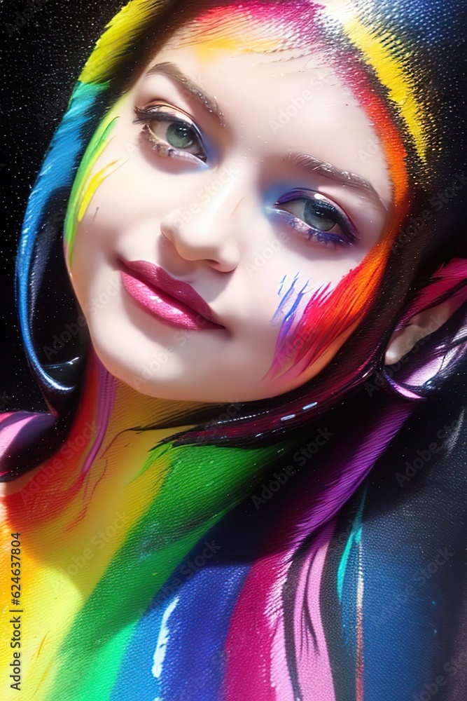 Obraz premium portrait of a woman with colorful makeup