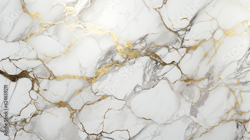 Luxury white and metallic gold abstract marble background. Generative AI