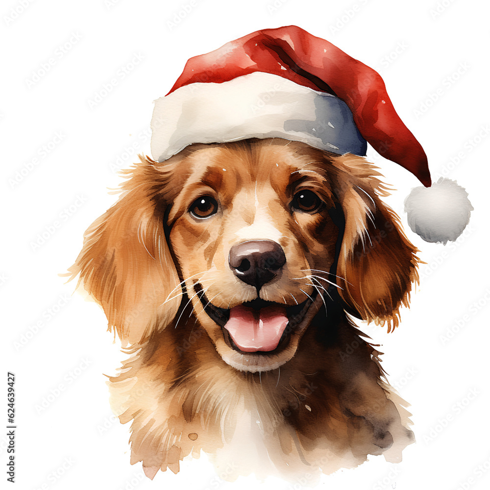 Water Color Christmas Dog Water Color Christmas Dog