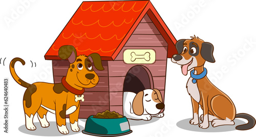house garden doghouse cartoon vector