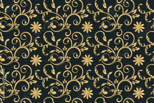 Golden ornamental floral background design templates