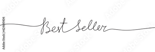 Best Seller words - continuous one line with word. Minimalistic drawing of phrase. Vector illustration.