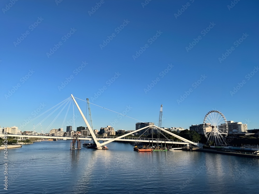 Naklejka premium On the bridge over the river