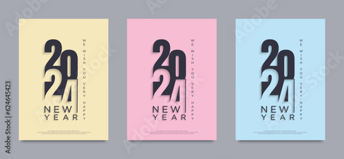 Happy New Year 2024. Vector illustration with truncated number 24. photo