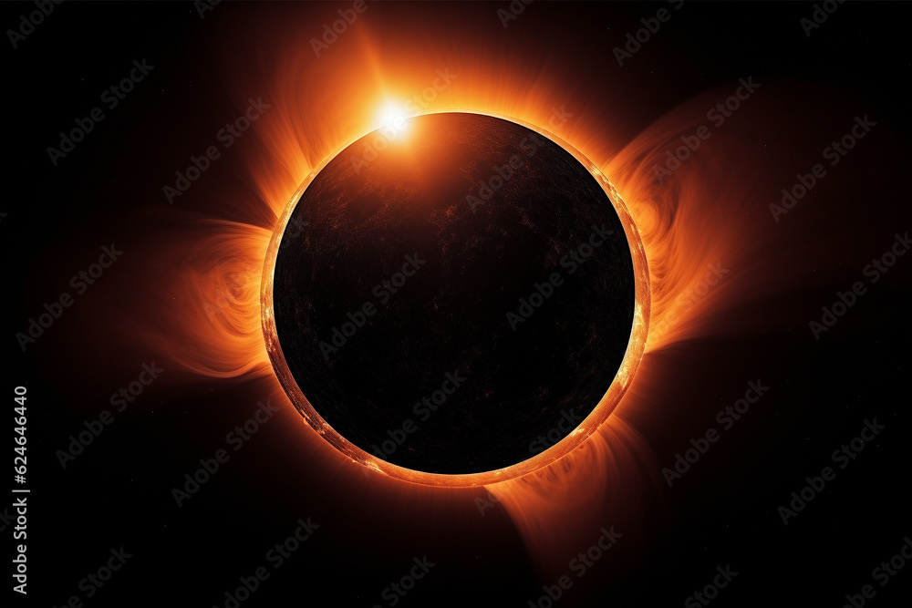 Naklejka premium Total eclipse of the Sun - Generative AI