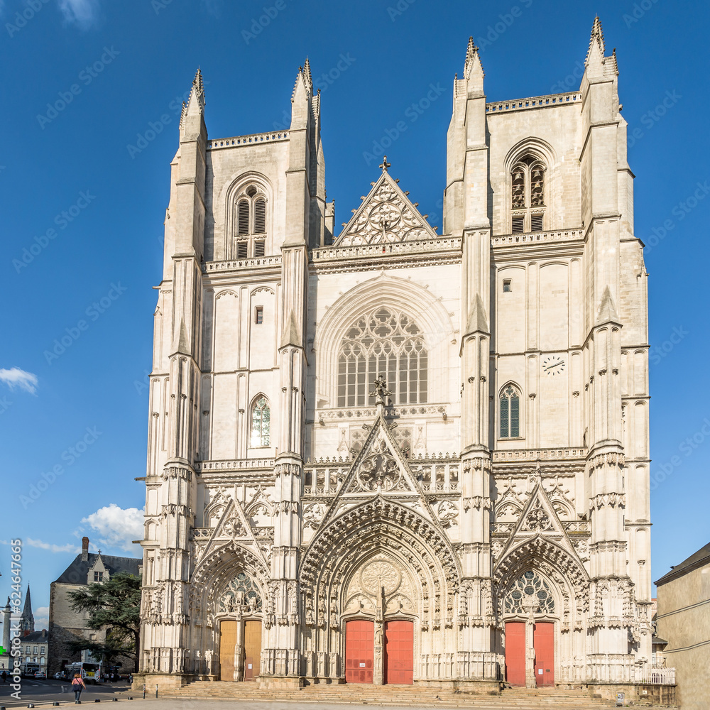 View at the Cathedral of Saint Peter and Paul in the streets of Nantes - France