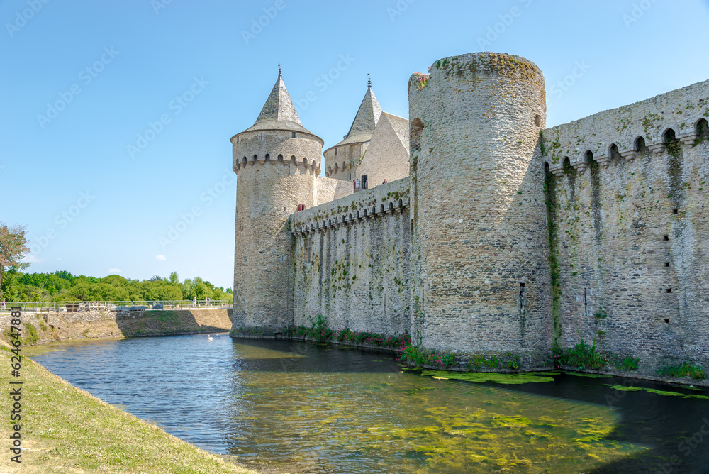 View at the Bastions of Suscinio castle with Water ditch - France