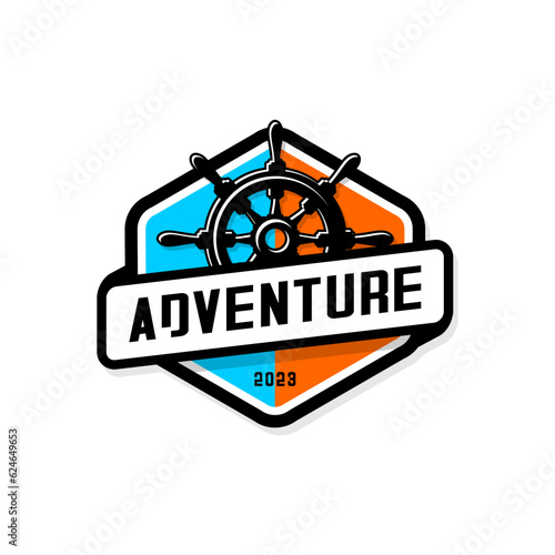 ship wheel rudder design vector 