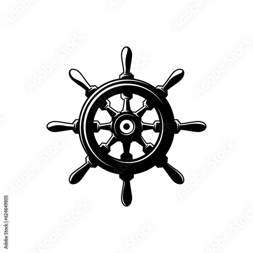 ship wheel rudder design vector on white background	