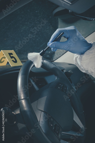 Crime scene investigation - finding and developing of fingerprints in car