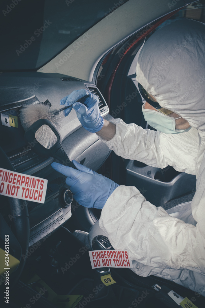 Crime scene investigation finding and developing of fingerprints in