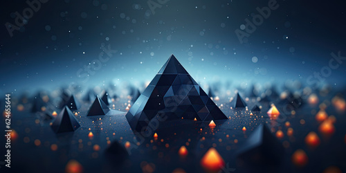Beautiful landscape background of abstract triangle shapes connected as an infographic web illustration with a motion blur effect