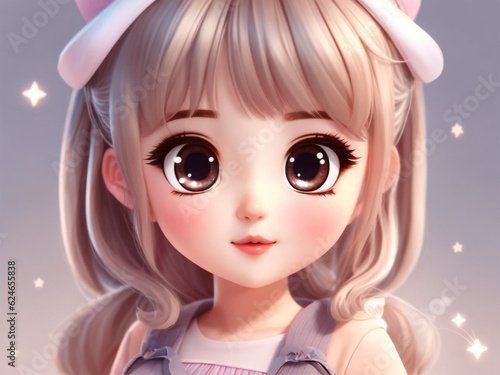 Cute tiny hyper realistic Anime girl. Generated Ai