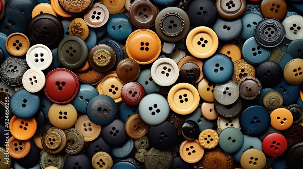 Many different buttons close-up. Created with Generative Ai technology.
