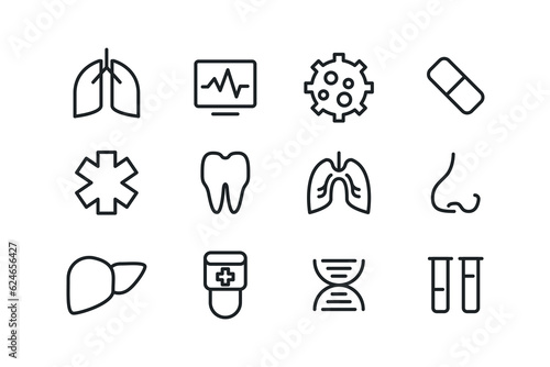 Fototapeta Naklejka Na Ścianę i Meble -  Health and medicine line icons collection. Big UI icon set in a flat design. Thin outline icons pack. Vector illustration EPS10
