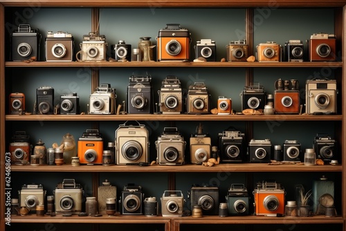 Collection Of Vintage Cameras, Generative AI