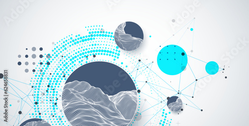 Trendy abstract wireframe background. Modern science or technology art elements. Surface illustration.